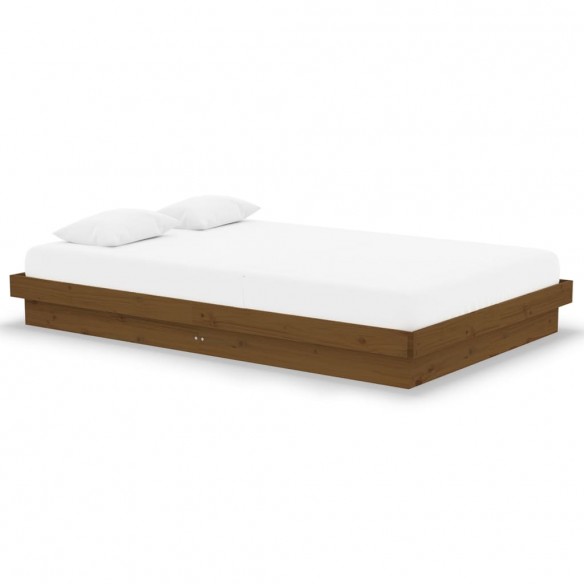 Cadre de lit Marron miel Bois massif 120x190 cm Petit Double