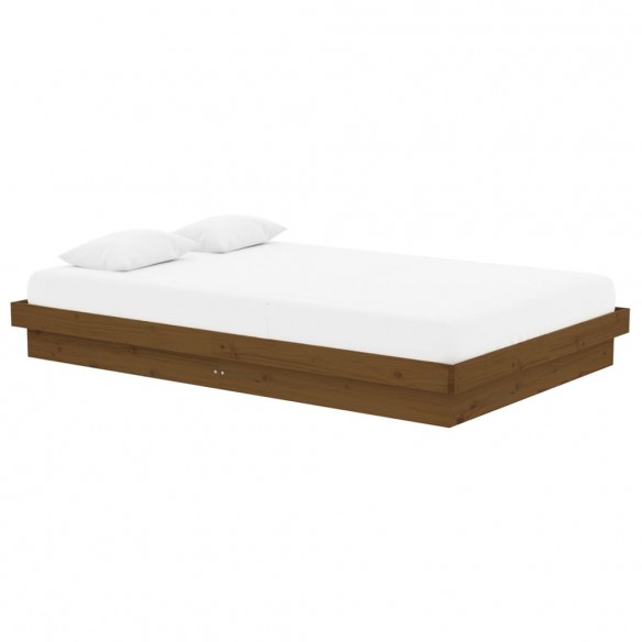 Cadre de lit Marron miel Bois massif 120x190 cm Petit Double