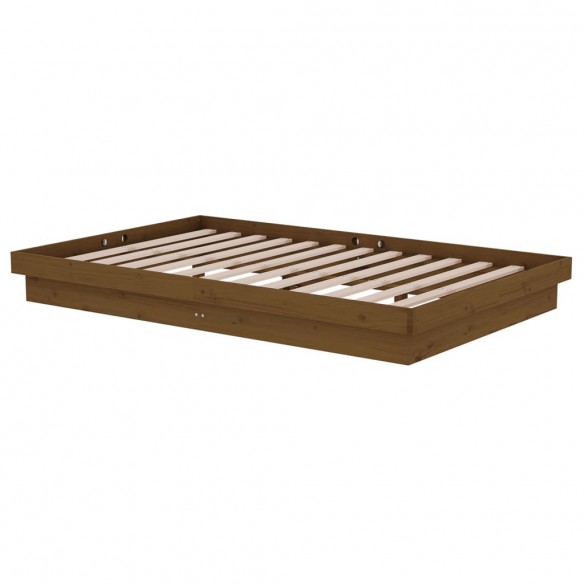 Cadre de lit Marron miel Bois massif 120x190 cm Petit Double