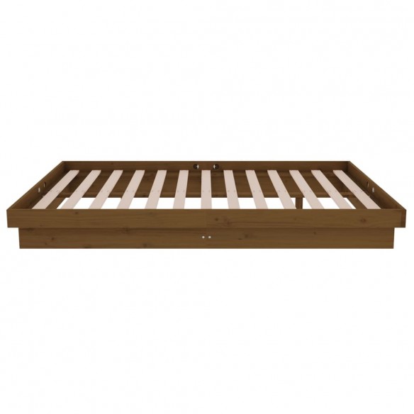 Cadre de lit Marron miel Bois massif 120x190 cm Petit Double