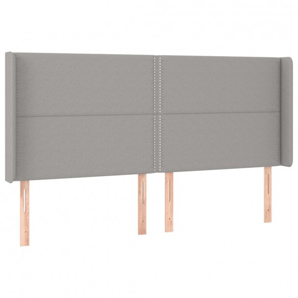 Tête de lit avec oreilles Gris clair 203x16x118/128 cm Tissu