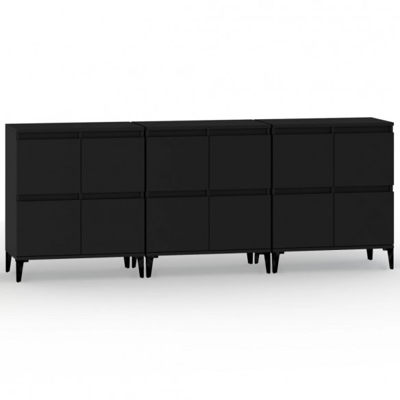 Buffets 3 pcs noir 60x35x70 cm bois d'ingénierie