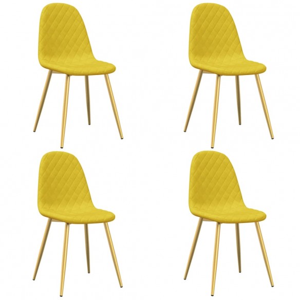 Chaises à manger lot de 4 Jaune moutarde Velours