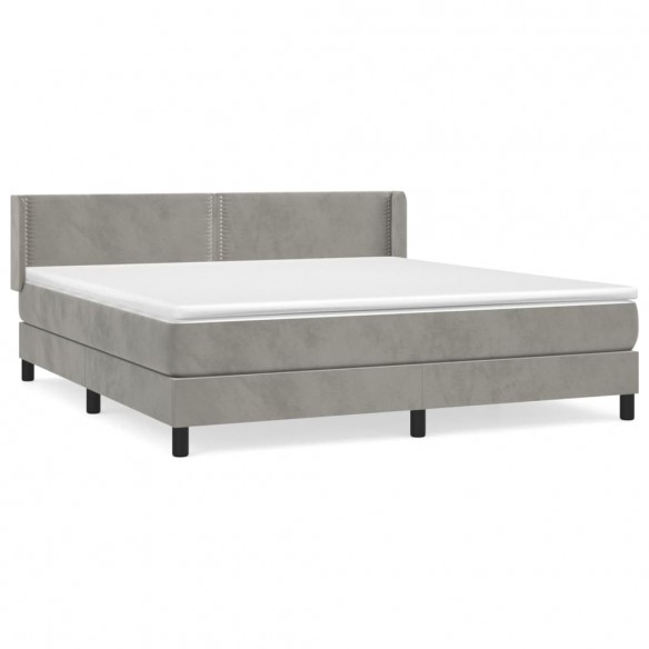 Cadre de lit et matelas Gris clair 160x200cm Velours