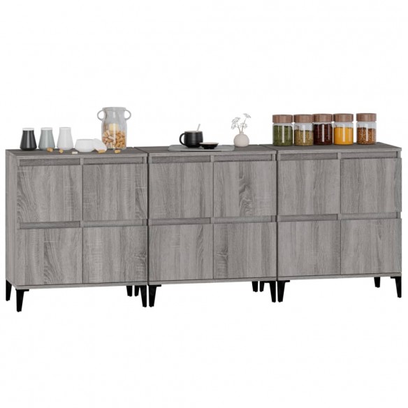 Buffets 3 pcs sonoma gris 60x35x70 cm bois d'ingénierie