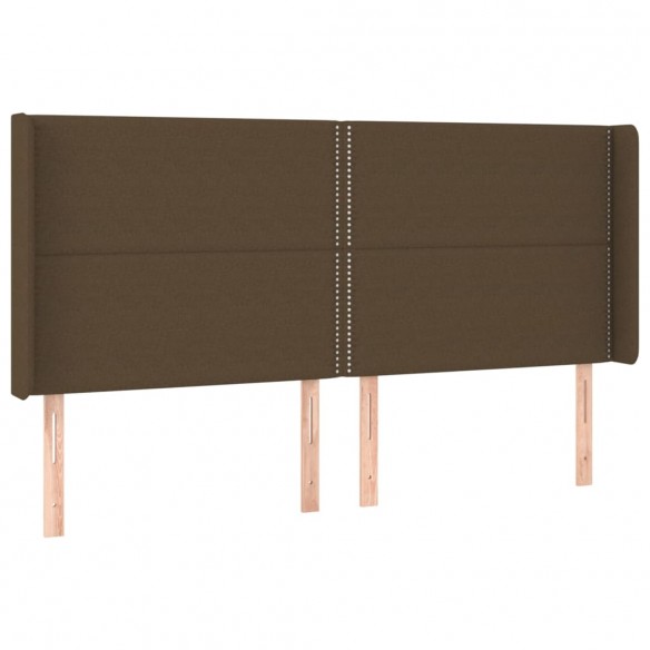 Tête de lit avec oreilles Marron foncé 183x16x118/128 cm Tissu