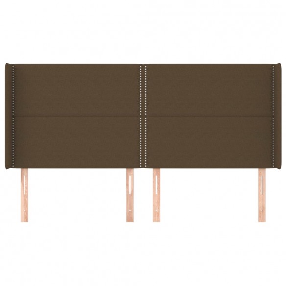 Tête de lit avec oreilles Marron foncé 183x16x118/128 cm Tissu