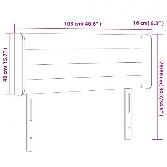 Tête de lit à LED Taupe 103x16x78/88 cm Tissu