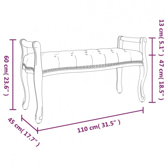 Banc Rose 110x45x60 cm Velours