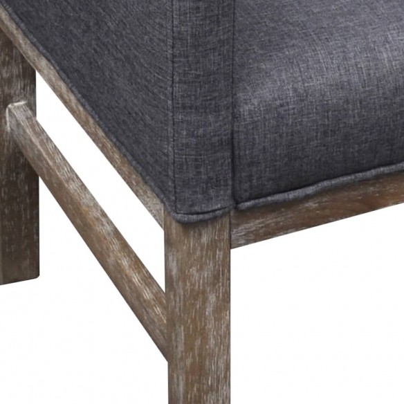 Banc avec coussin rembourré tissu hévéa gris foncé