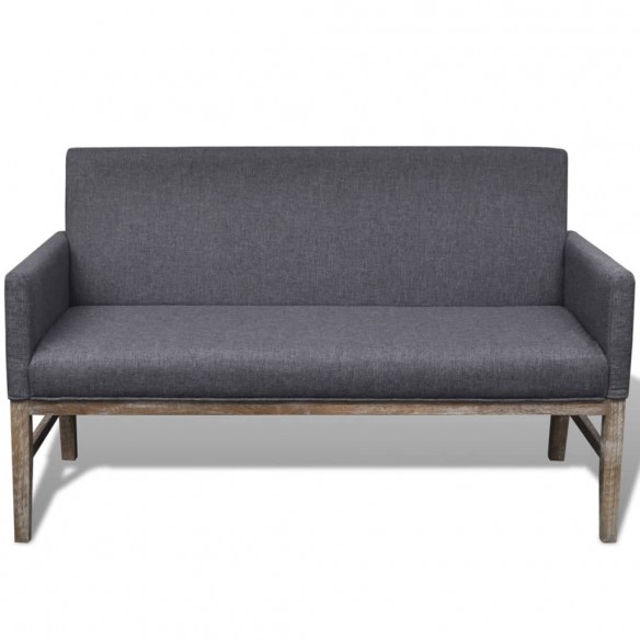 Banc avec coussin rembourré tissu hévéa gris foncé