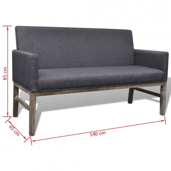 Banc avec coussin rembourré tissu hévéa gris foncé