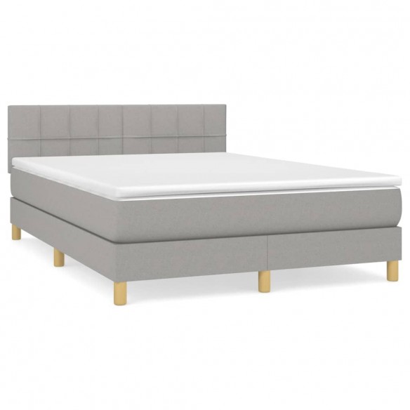 Cadre de lit avec matelas Gris clair 140x200cm Tissu