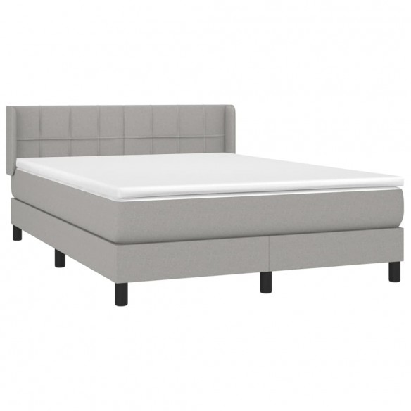 Cadre de lit avec matelas Gris clair 140x200cm Tissu