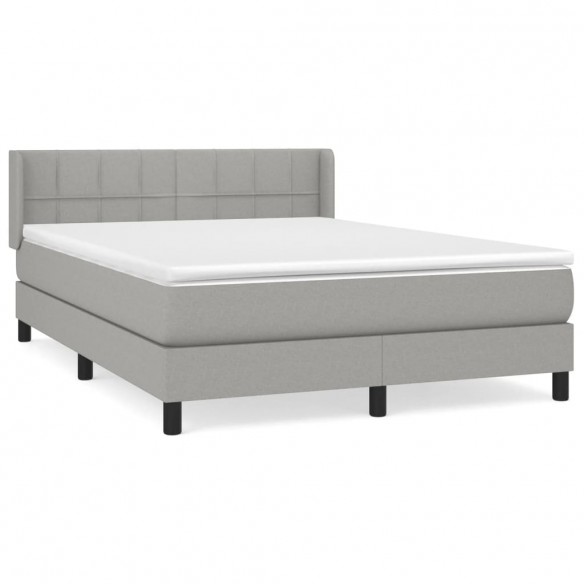 Cadre de lit avec matelas Gris clair 140x190cm Tissu