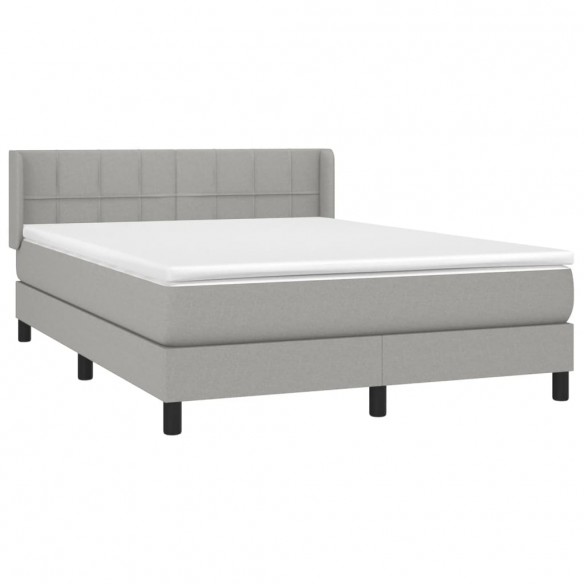 Cadre de lit avec matelas Gris clair 140x190cm Tissu