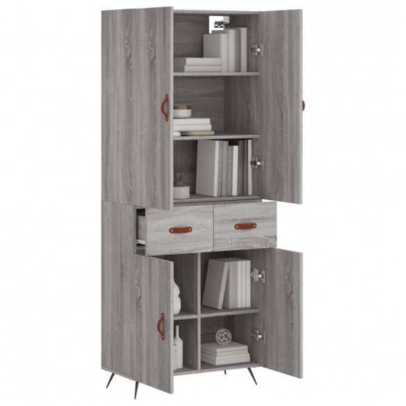 Buffet haut Sonoma gris 69,5x34x180 cm Bois d'ingénierie