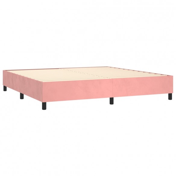 Cadre de lit avec matelas LED Rose 200x200cm Velours