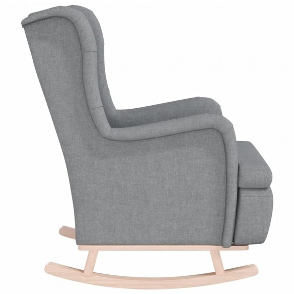 Fauteuil avec pieds à bascule en bois d'hévéa Gris clair Tissu