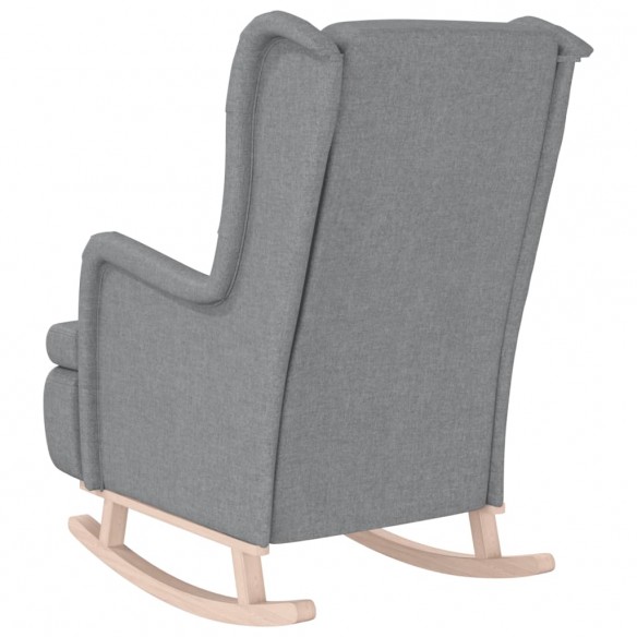 Fauteuil avec pieds à bascule en bois d'hévéa Gris clair Tissu