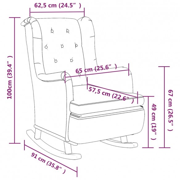 Fauteuil avec pieds à bascule en bois d'hévéa Gris clair Tissu