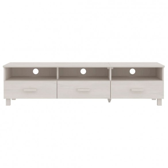 Meuble TV HAMAR Blanc 158x40x40 cm Bois massif de pin