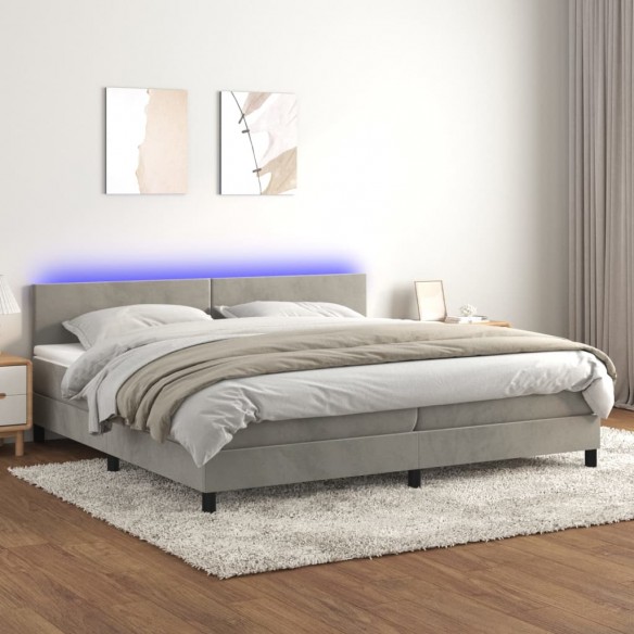 Cadre de lit avec matelas LED Gris clair 200x200 cm