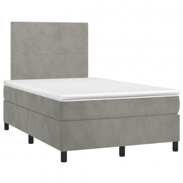 Cadre de lit et matelas Gris clair 120x200cm Velours