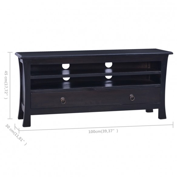 Meuble TV Café noir clair 100x30x45 cm Bois d'acajou massif