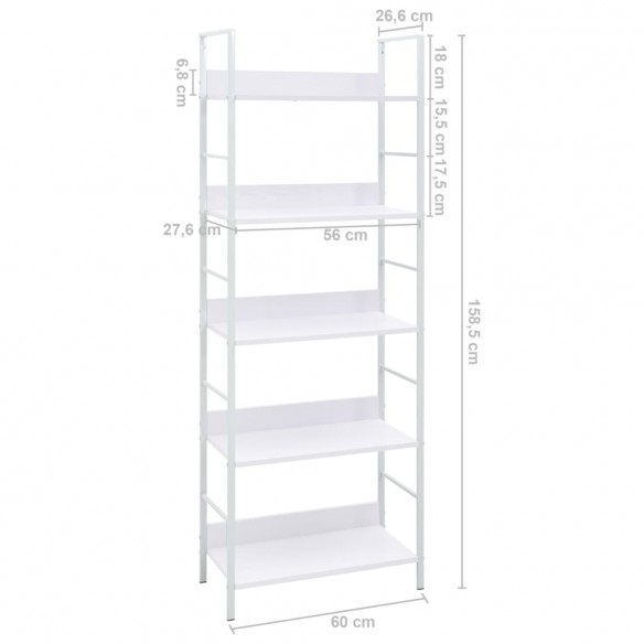 Bibliothèque à 5 niveaux noir 60x27,6x158,5cm bois d'ingénierie