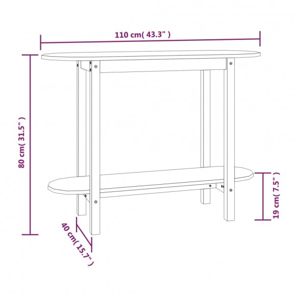 Table console Blanc 110x40x80 cm Bois massif de pin