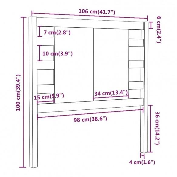 Tête de lit Blanc 106x4x100 cm Bois massif de pin