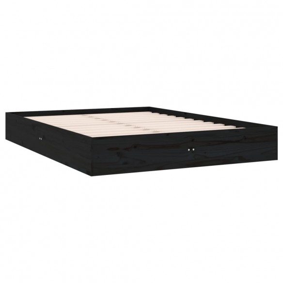 Cadre de lit Noir Bois massif 120x190 cm Petit double