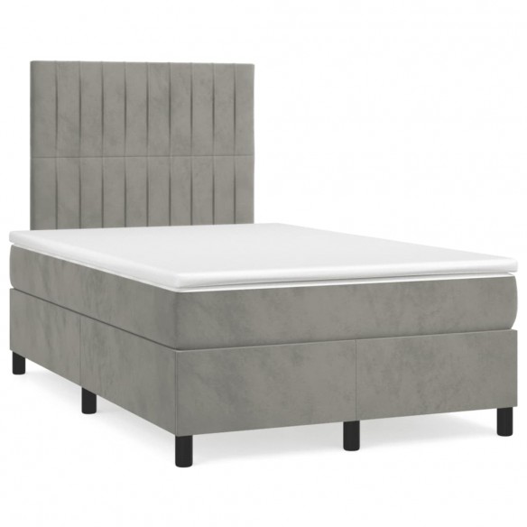 Cadre de lit et matelas Gris clair 120x200cm Velours