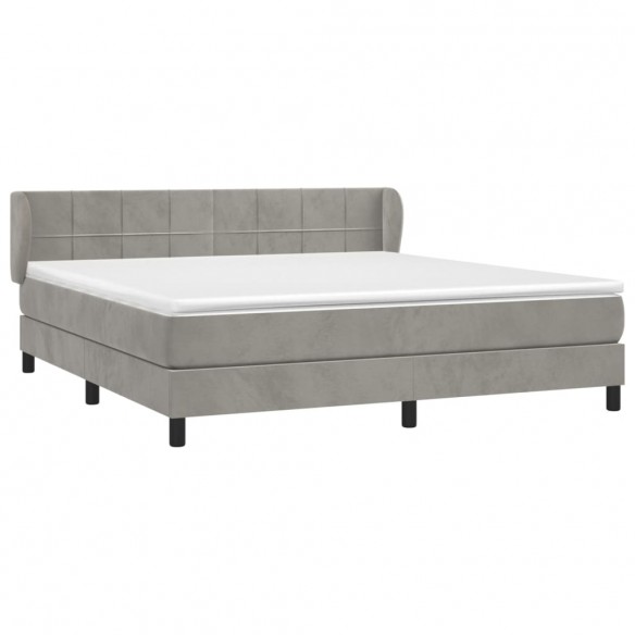 Cadre de lit et matelas Gris clair 160x200cm Velours