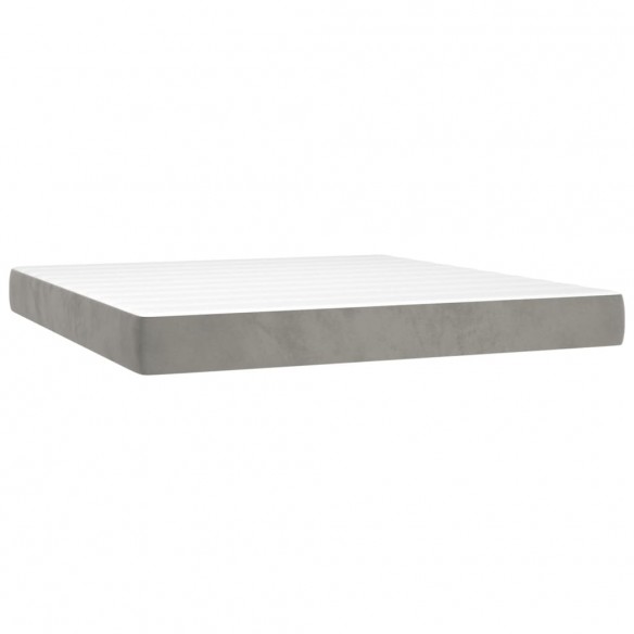 Cadre de lit et matelas Gris clair 160x200cm Velours