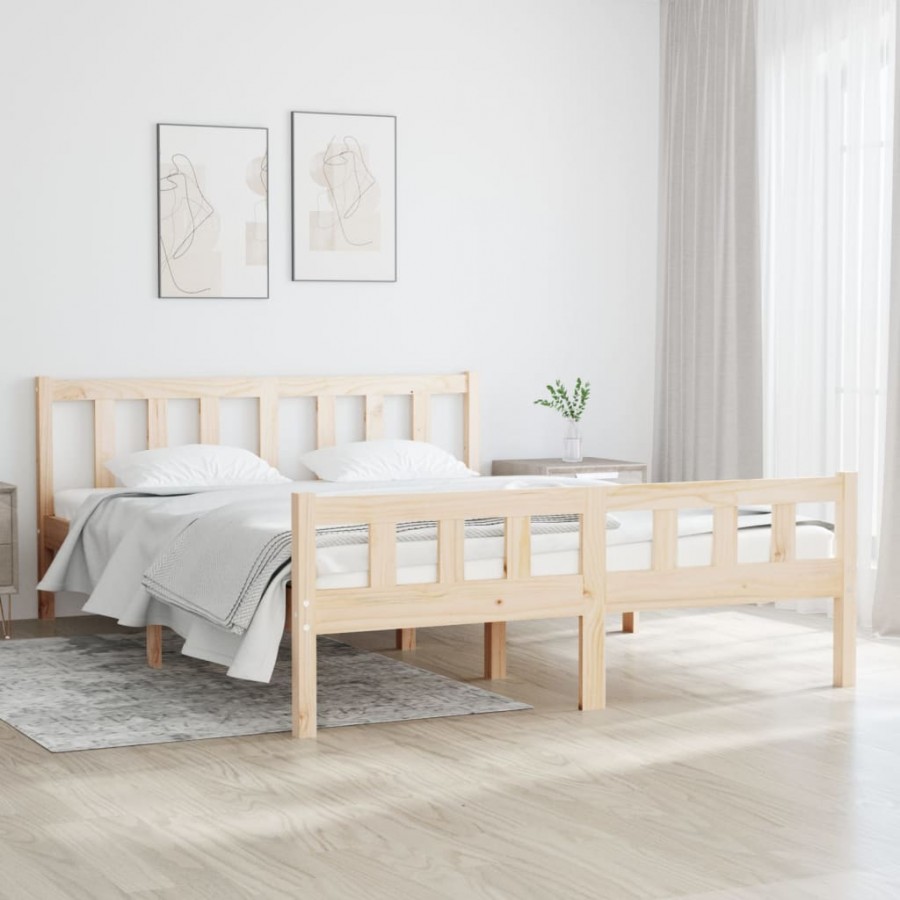 Cadre de lit bois massif 135x190 cm double