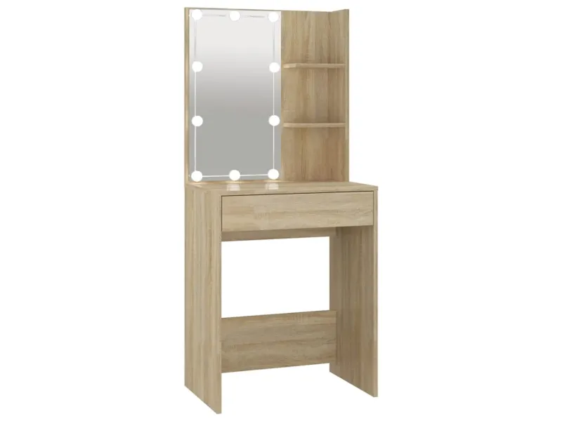 Coiffeuse avec LED Chêne sonoma 60x40x140 cm