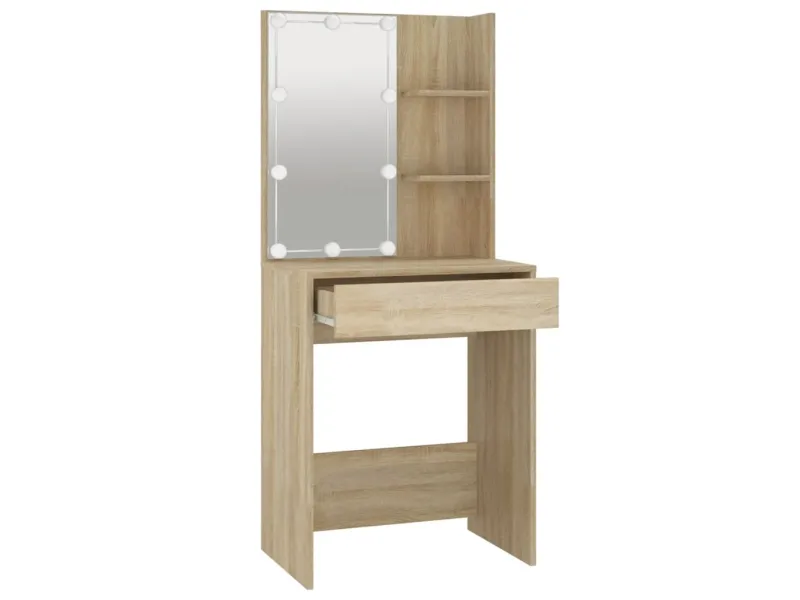 Coiffeuse avec LED Chêne sonoma 60x40x140 cm