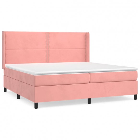 Cadre de lit avec matelas Rose 200x200 cm Velours