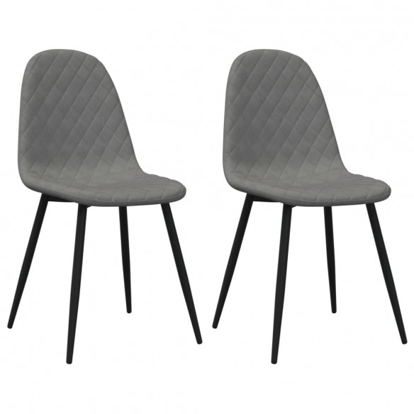 Chaises à manger lot de 2 Gris clair Velours