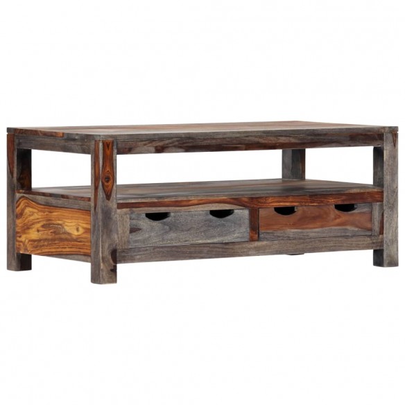 Table basse Gris 100 x 50 x 40 cm Bois de Sesham massif