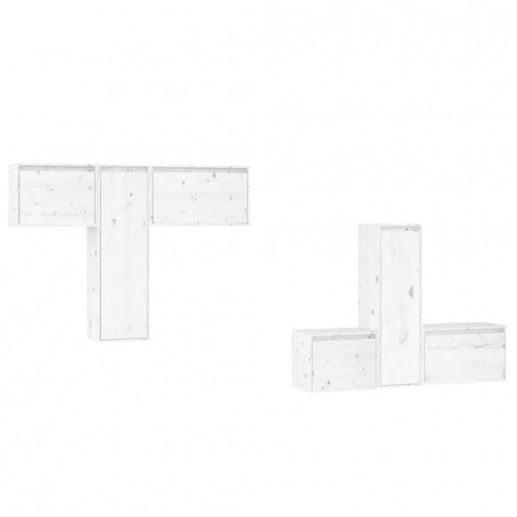 Meubles TV 6 pcs Blanc Bois massif de pin