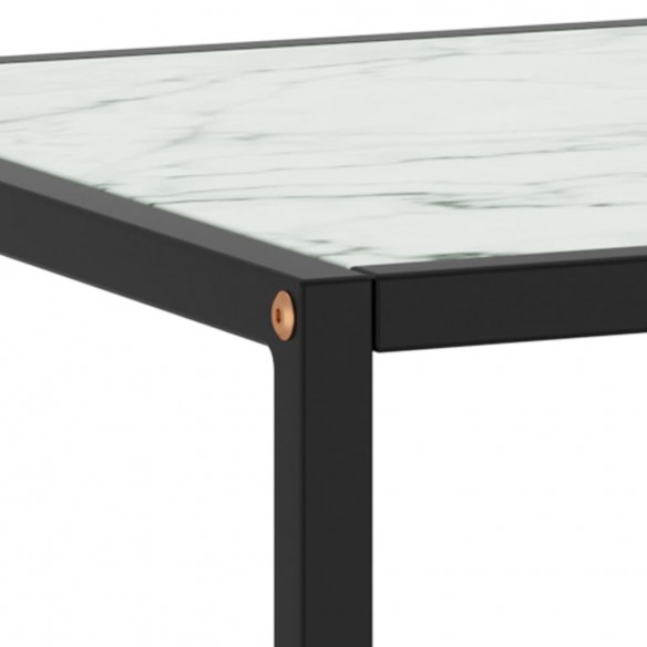 Table basse Noir avec verre marbre blanc 100x50x35 cm