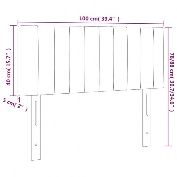 Tête de lit à LED Taupe 100x5x78/88 cm Tissu