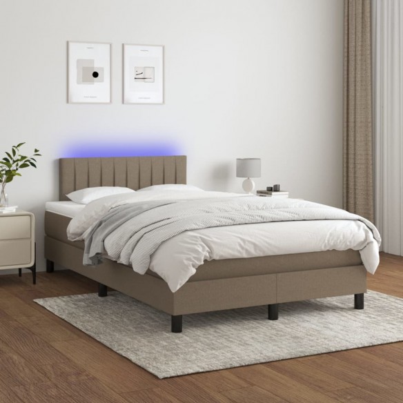 Cadre de lit avec matelas LED Taupe 120x200 cm Tissu