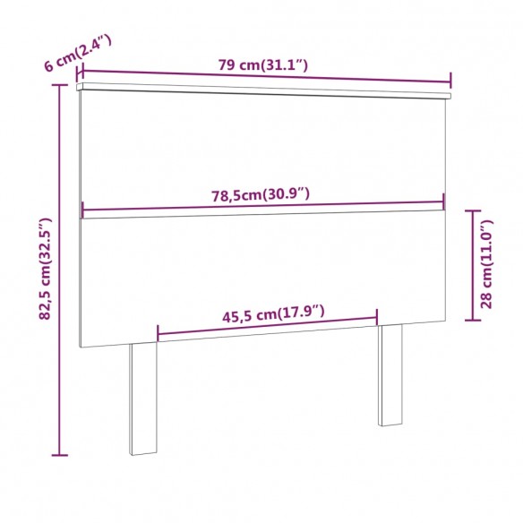 Tête de lit Gris 79x6x82,5 cm Bois massif de pin