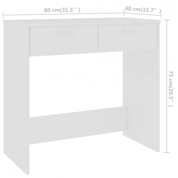 Bureau Blanc 80x40x75 cm Bois d'ingénierie