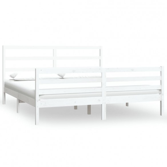 Cadre de lit Blanc Bois de pin massif 180x200 cm Super King