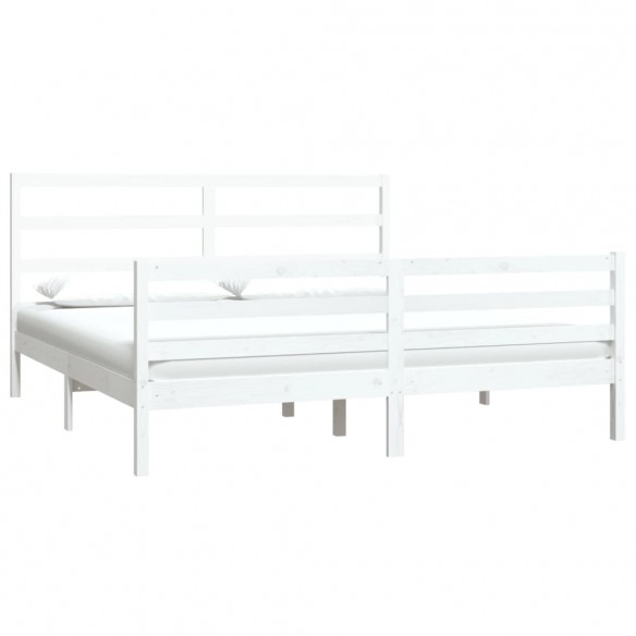 Cadre de lit Blanc Bois de pin massif 180x200 cm Super King